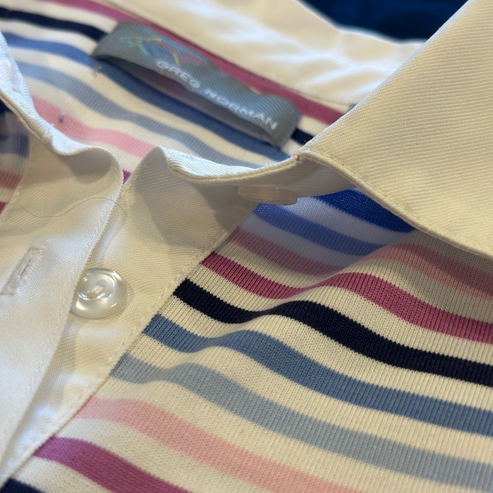 Greg Norman Womens XL Polo Shirt Multicolor Stripe Golf Activewear Cotton Blend - Picture 10 of 10